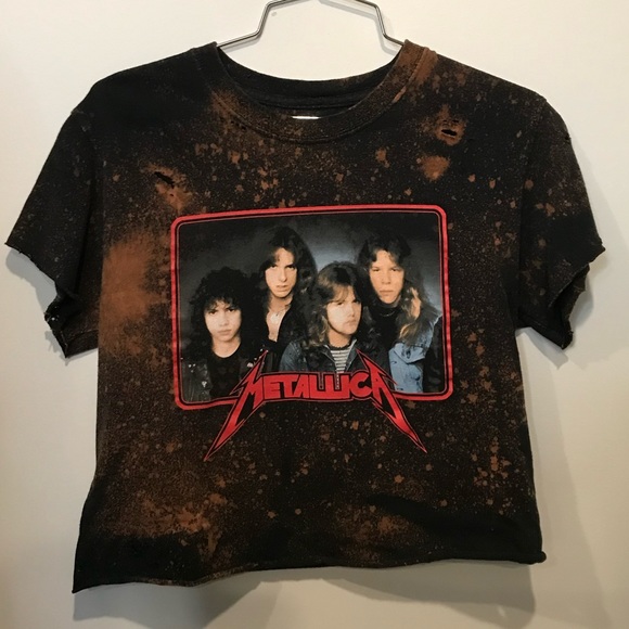 Custom Distressed/Bleached Metallica Crop - Picture 4 of 5